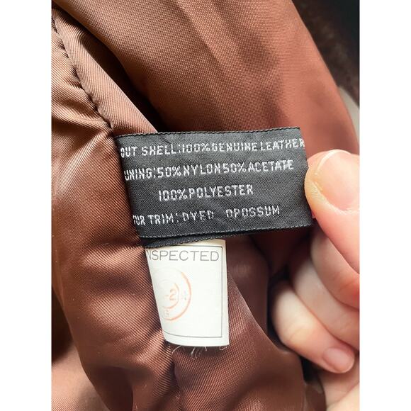 Women's 80s Vintage Pelle NY Brown Leather Animal Print Bomber Jacket Size M - Picture 5 of 6